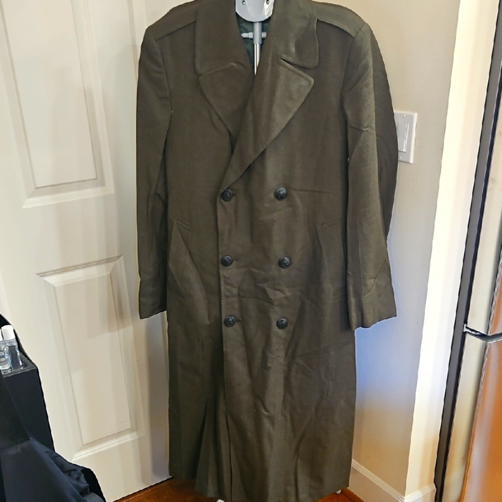 Men's Double-Breasted Military Olive Coat